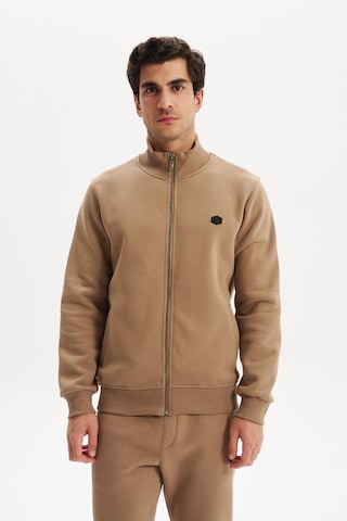 AR-MA Arma Erkek Örme Sweatshirt Regular Fit 3 İplik Basic Dik Yaka Tam Fermuarlı Cepli %70 Pamuk %30 Polyester K30324650702 Gri - Bej