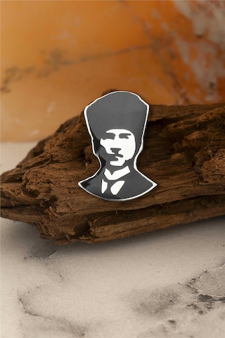 Mineli Atatürk Silüeti Gümüş Rozet -5872 Gümüş