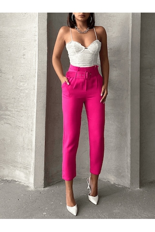 Ozer&Hermin Kemerli Havuç Pantolon - M / Fuşya Pembe