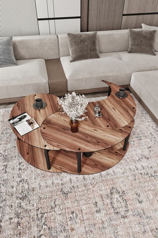 Yin Yang Unıty Serenıty Orta Sehpa 3 Lü Madran Ceviz-90 Cm Ceviz