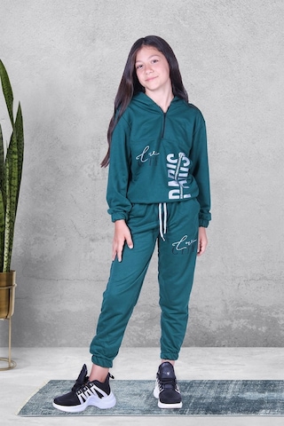 Fyk Kids Love Cıty Fermuarlı Kız Eşofman Takımı Haki Yeşil Haki