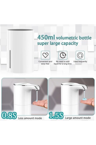 Xiaaokeji Elektrikli Sıvı Sabunluk Su Geçirmez Ayarlanabilir Hacim 450ml Beyaz
