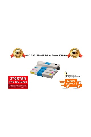 Prestijtonerr Oki C301 Uyumlu Takım Toner 4'Lü Set | C301 | C321Dn | Mc342Dn