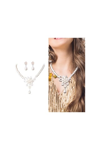 Gelin Takı Rhinestone İnci Set Set Kolye Dangle Küpeler Parlak İnci Takılar Doğum Günü Yıldönümü Anneler Günü Hediyesi Çok Renkli