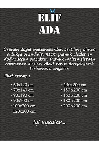 Elif Ada & Merya Çift Kişilik Pamuklu Kapitone Sıvı Geçirmez Fitt Yatak Koruyucu Alez
