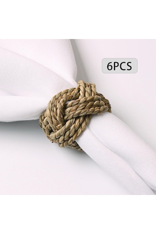 Homyl 6x El Yapımı Peçete Halkaları Tutacağı 4.3x4.4cm Haki