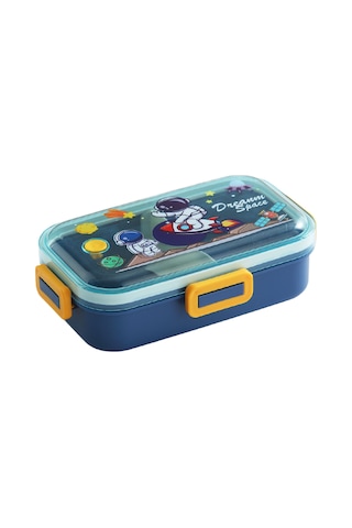 Yeiuyi7 Karikatür Desen İki Bölme Çocuklar İçin Isıtılabilir Öğle Yemeği Kutusu 700ml Mavi