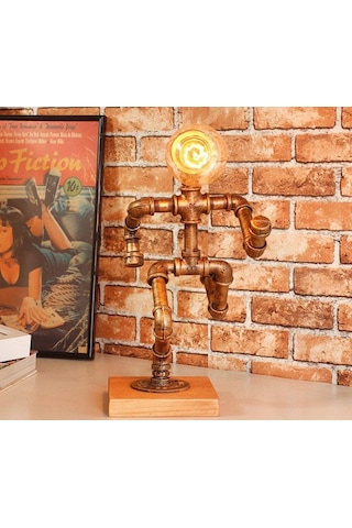 Hediyelik Kitap Okuma Lambası, El Yapımı Robot Masa Lambası Siyah