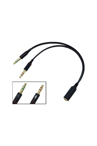 Aux 3.5 Mm Kulaklık Mikrofon Dönüştürücü Birleştirici Kablo
