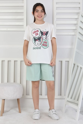 Love Is Kız Çocuk Üst Süprem Alt 2 İp Şort Takım Su Yeşili