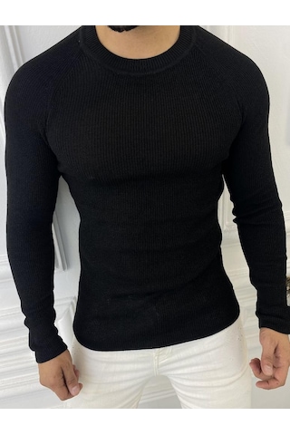 Elku Moda Kazak Slim Fit Naturel Örme Pamuk Tüylenmeyen Triko Dar Kesim Body Kazak 001