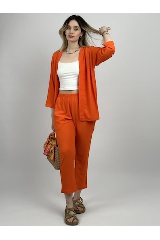 Kadın Pantolonlu Alt Üst İkili Kimono Takım Rahat Kalıp 001