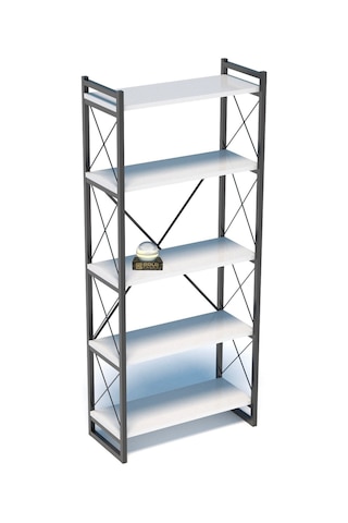 Storeşahin 5 Raflı Metal Kitaplık Beyaz 180 Cm Shn0720