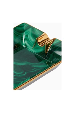Malachite Porselen Kül Tablası 24k Altın Detaylı