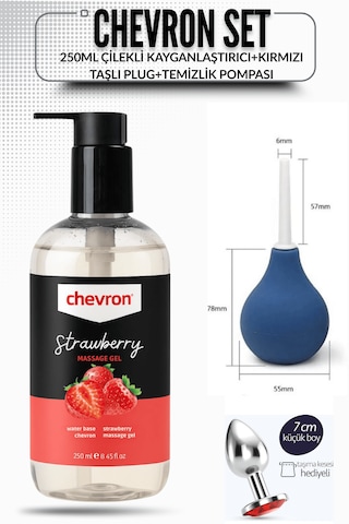 Çilek Aromalı Yenilebilir Jel 250 Ml + 7 Cm Plug + Temizlik Pompası - 3'lü Avantaj Seti