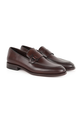 Libero Erkek Klasik Ayakkabı Hakiki Deri Mat Tokalı Pratik Slip-on Enjeksiyon Kösele Taban Takım Elbise Loafer L5875 Kahve