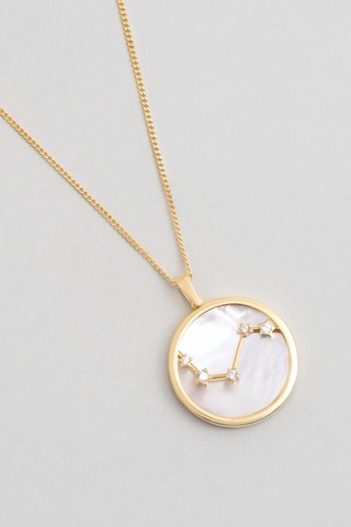 Koç Burcu 18 Ayar Sarı Altın Kaplama 48 Cm Gümüş Sedef Kolye
