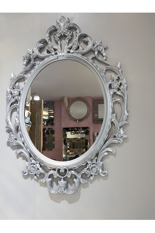 Ayna Denizi Vintage Taç Model Gümüş Renk Dekoratif Ayna Gümüş