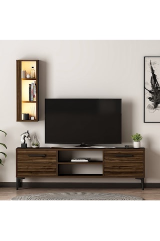 Bien Işıklı Tv Ünitesi Sandık Ceviz Ceviz