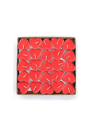 Kırmızı Kalp Tealight Mum Sevgiliye Hediye Kalp Mum Evlilik Teklifi Yıldönümü 20 Adet Kırmızı