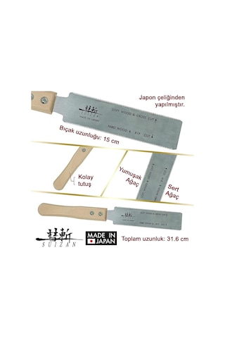 Suızan 2500 Mini Ryoba Japon Testere 15 Cm Ahşap Saplı