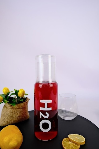 Digithome H2o Cam Kapaklı Başucu Su Ve Meşrubat Sürahisi Karaf Şişe 600 Ml Beyaz H2o75760 C1-1-18