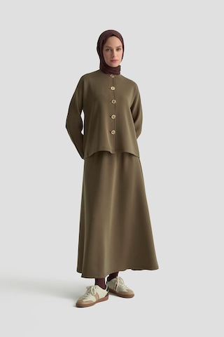 Armine Düğme Detaylı Örme Takım 25kd1805 Haki Haki