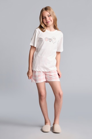 Defacto Regular Fıt Şortlu 2li Ekru Pijama Takımı Kız Çocuk I1574a826smer2 Ekru-er2