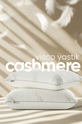Özel Visko Kaşmir Uyku Yastığı - Ortopedik Visco Tombul Yastık - Ultra Lüx Cashmere Kumaş Beyaz