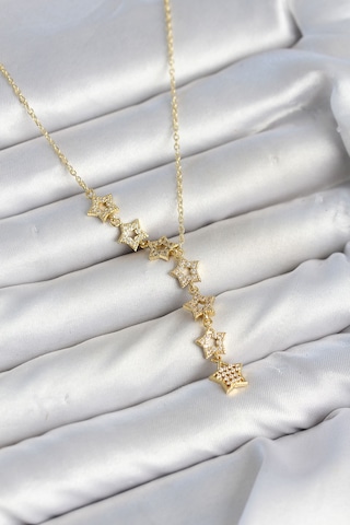 316l Çelik Yıldız Model Gold Renk Zirkon Taşlı Kadın Kolye Çok Renkli 78436073