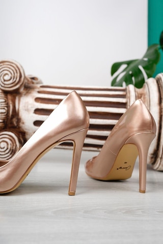 Stiletto Büyük Numara Bayan Ayakkabısı Bronz