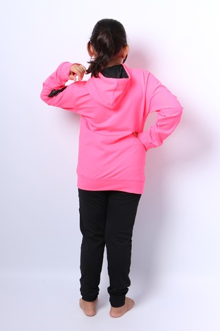 Kız Çocuk Eşofman Takımı Kapşonlu Fermuarlı Ribanalı C59 Pembe