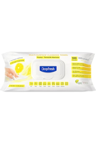 Deep Fresh Yüzey Temizlik Havlusu 100 Lü Limon-sirke-karbonat X 3 Adet beyaz