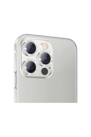 Buff Apple Uyumlu iPhone 14 Pro / 14 Pro Max Diamond Lens Koruyucu Gümüş