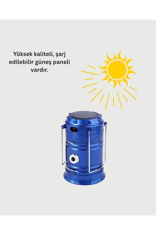 Northcity Güneş Enerjili Katlanabilir Kızaklı Kamp Feneri Usb Şarjlı, 2 Yönlü Ve Dayanıklı Tasarım