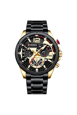 Curren 8395 Çelik Kayışlı Quartz Kol Saati Siyah-Altın