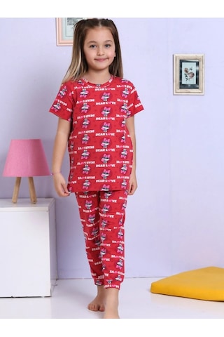 Elmas Kids Kız Çocuk Yazlık Şortlu Takım Tavşan Elm-1073 Kırmızı