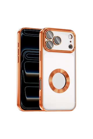 Zore Apple iPhone Uyumlu 17 Pro Max Kılıf Kamera Korumalı Logo Gösteren Zore Omega Kapak - Turuncu