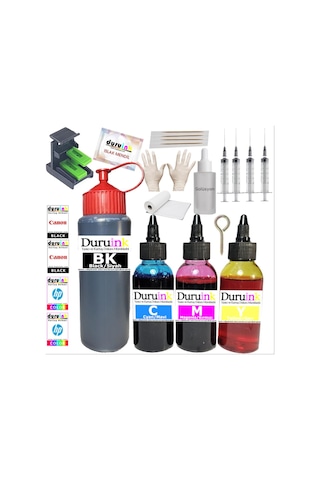 Duruınk Hp Deskjet 4200 4278 653 Kartuş Dolum Seti 500ml Siyah+3x100ml