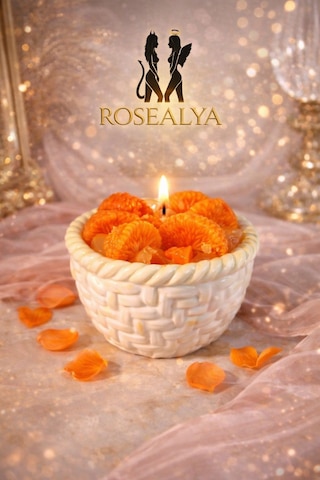Tangerine Basket-el Yapımı Mandalina Mum-kokulu Beyaz-turuncu