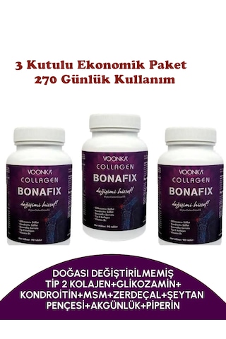 Voonka Collagen Bonafix T 90 Tablet 3'lü Set - 3 Kutulu Ekonomik Avantaj Paketi