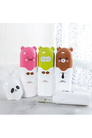 Sones Açık Hava Seyahat Kamp Havlu Diş Fırçası Diş Macunu Çoklu Kapak Saklama Kutusu Pembe Domuz Diğer