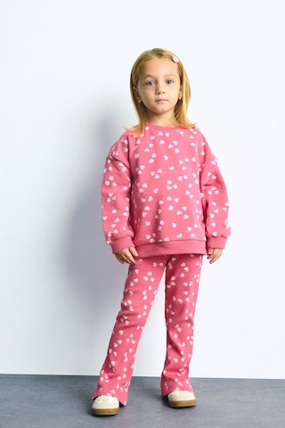 Defacto Kalp Desenli Sweatshirt Esnek Belli İspanyol Paça Tayt 2li Takım Kız Bebek I3663a526wnrd60 Kırmızı-rd60