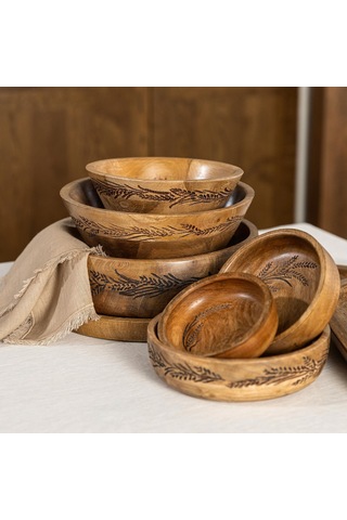 Spiga Ahşap Sunum Kasesi 20x20x10 Cm Natural Naturel