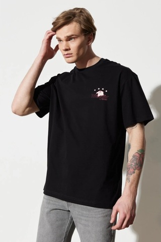 Wrangler Erkek Siyah Bisiklet Yaka Tişört W231233001 Siyah