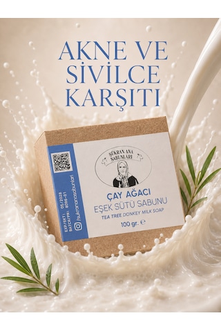 Çay Ağacı Özlü Zeytin Yağlı Eşek Sütü Sabunu 100 Gr