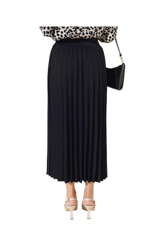 Kadın Krep Piliseli Lastikli Etek Bgl-st04349 Siyah