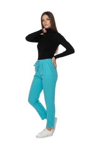 Kadın Lastikli Boru Paça Pantolon 45053 Mavi
