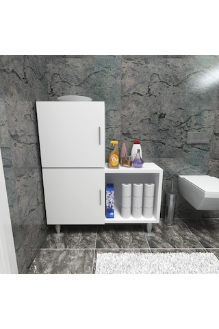 Moonlife 2 Kapaklı L Çok Amaçlı Banyo Dolabı Beyaz