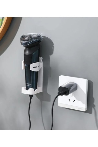 Fosenze Banyo Otomatik Fırçalama Ve Tıraş Makinesi Tutucu, 2 Kg Yük Taşıma, Delme Olmayan Özlü Desenli Abs Plastik, Beyaz 1 Adet Beyaz